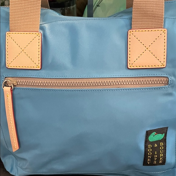 Dooney & Bourke Blue Tote with Tan Straps - Picture 3 of 6